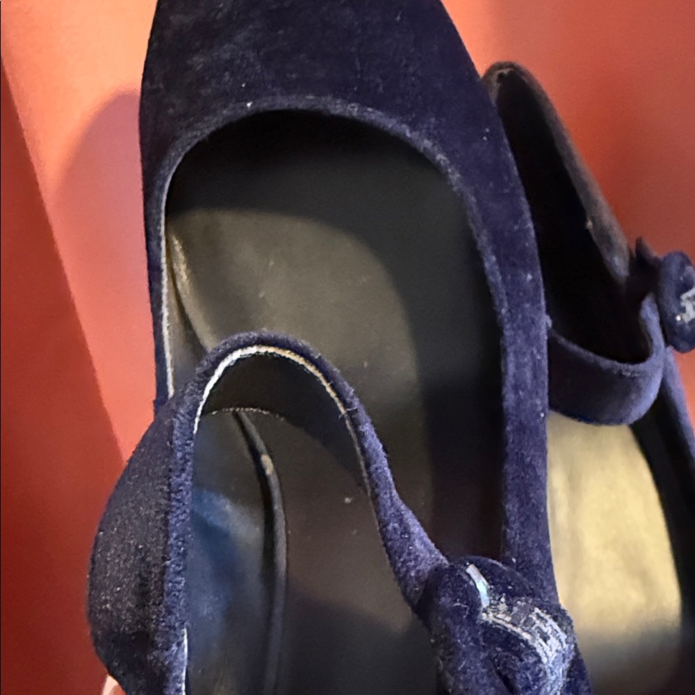 NWOT Lands' End Midnight Sapphire Velvet Block Heel Mary Janes Size 11 - Picture 6 of 11